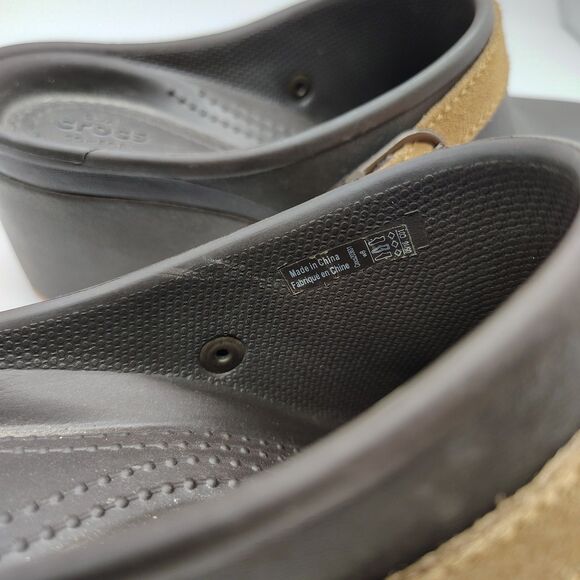 Crocs Sarah Clogs Mules Shoes 8 Brown Block Heel Strap Comfort Slip On Fall - Picture 5 of 6